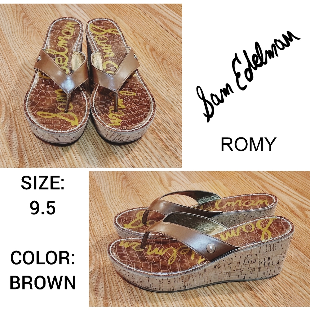 SAM EDELMAN "Romy" Wedge Sandals - Size 9.5